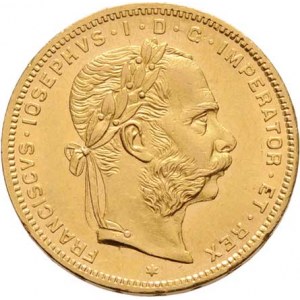 František Josef I., 1848 - 1916, 8 Zlatník 1876, 6.445g, nep.hr., dr.rysky, pěkná