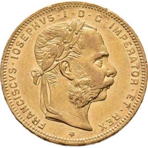 František Josef I., 1848 - 1916, 8 Zlatník 1878, 6.434g, nep.hr., nep.rysky, téměř