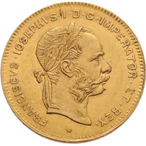 František Josef I., 1848 - 1916, 4 Zlatník 1884 (pouze 7.518 ks), 3.226g, nep.hr.,