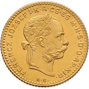 František Josef I., 1848 - 1916, 4 Zlatník 1890 KB - bez znaku Rijeky (pouze 29.000 ks