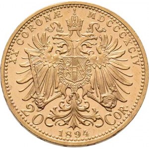 František Josef I., 1848 - 1916, 20 Koruna 1894, 6.768g, nep.hr., nep.rysky