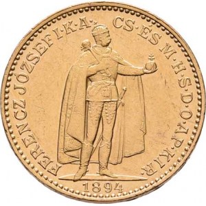 František Josef I., 1848 - 1916, 20 Koruna 1894 KB, 6.770g, nep.hr., dr.rysky, pěkná