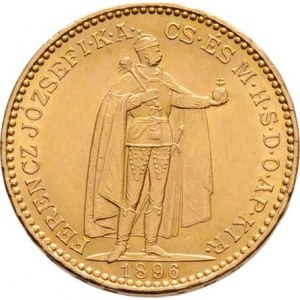 František Josef I., 1848 - 1916, 20 Koruna 1896 KB, 6.773g, hrany ražbou, vlas.rysky,