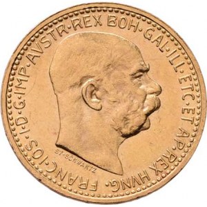 František Josef I., 1848 - 1916, 10 Koruna 1910 - Schwartz (3.388g), 1911 - Schwartz