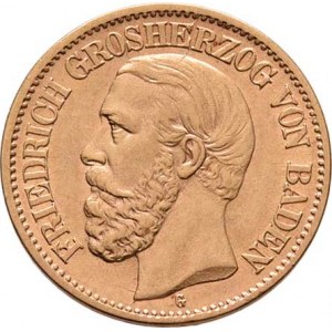 Německo - Baden, Friedrich I., 1856 - 1907, 10 Marka 1898 G, Karlsruhe, KM.267 (Au900), 3.959g,