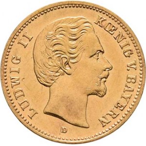 Německo - Bavorsko, Ludwig II., 1864 - 1886, 5 Marka 1877 D, KM.506 (Au900), 1.979g, nep.hr.,