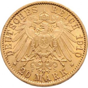 Německo - Prusko, Wilhelm II., 1888 - 1918, 20 Marka 1910 A, Berlín, KM.521 (Au900), 7.959g,