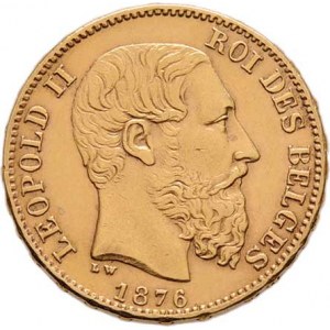 Belgie, Leopold II., 1865 - 1909, 20 Frank 1876, KM.37 (Au900), 6.442g, nep.hr.,