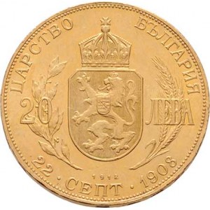 Bulharsko, Ferdinand I. - jako král, 1908 - 1918, 20 Leva 1908/1912, KM.33 (Au900, pouze 75.000 ks)