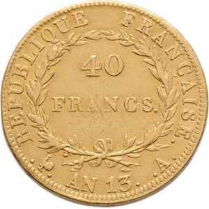 Francie, Napoleon I. jako císař, 1804 - 1814, 1815, 40 Frank, rok 13 = 1806 A, Paříž, KM.664.1 (Au9