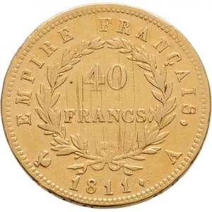 Francie, Napoleon I. jako císař, 1804 - 1814, 1815, 40 Frank 1811 A, Paříž, KM.696.1 (Au900), 12.82