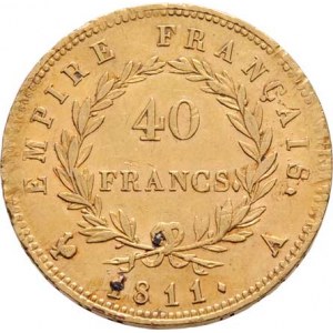 Francie, Napoleon I. jako císař, 1804 - 1814, 1815, 40 Frank 1811 A, Paříž, KM.696.1 (Au900), 12.87