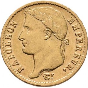 Francie, Napoleon I. jako císař, 1804 - 1814, 1815, 20 Frank 1812 A, Paříž, KM.695.1 (Au900), 6.385
