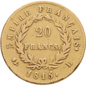 Francie, Napoleon I. jako císař, 1804 - 1814, 1815, 20 Frank 1815 L, Bayonne, KM.705.2 (Au900, pouz