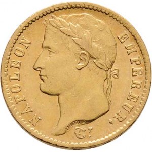 Francie, Napoleon I. jako císař, 1804 - 1814, 1815, 20 Frank 1811 W, Lille, KM.695.10 (Au900), 6.42