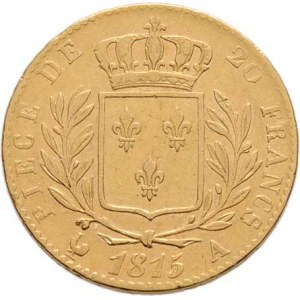 Francie, Ludvík XVIII., 1814 - 1824, 20 Frank 1815 A, Paříž, KM.706.1 (Au900), 6.379g,