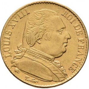 Francie, Ludvík XVIII., 1814 - 1824, 20 Frank 1815 A, Paříž, KM.706.1 (Au900), 6.419g,