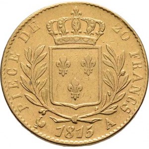 Francie, Ludvík XVIII., 1814 - 1824, 20 Frank 1815 A, Paříž, KM.706.1 (Au900), 6.419g,