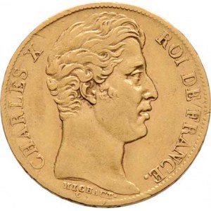 Francie, Karel X., 1824 - 1830, 20 Frank 1828 A, Paříž, KM.726.1 (Au900), 6.365g,