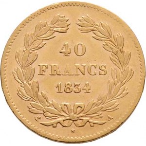 Francie, Ludvík Filip, 1830 - 1848, 40 Frank 1834 A, Paříž, KM.747.1 (Au900), 12.830g,