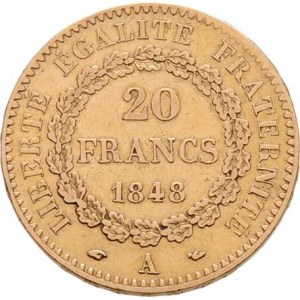Francie - II. republika, 1848 - 1852, 20 Frank 1848 A, Paříž, KM.757 (Au900), 6.390g,