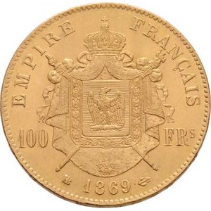 Francie, Napoleon III., 1852 - 1871, 100 Frank 1869 BB, Strasbourg, KM.802.2 (Au900, pouze