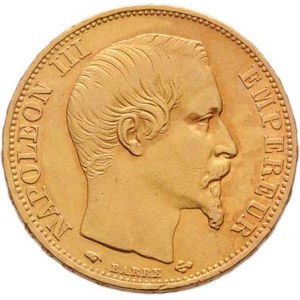 Francie, Napoleon III., 1852 - 1871, 20 Frank 1857 A, Paříž, KM.781.1 (Au900), 6.408g,
