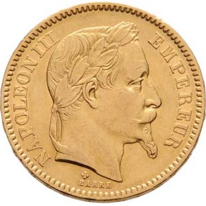 Francie, Napoleon III., 1852 - 1871, 20 Frank 1863 BB, Strasbourg, KM.801.2 (Au900),