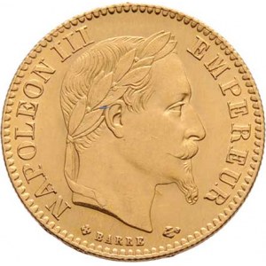Francie, Napoleon III., 1852 - 1871, 10 Frank 1866 BB, Strasbourg, KM.800.2 (Au900),