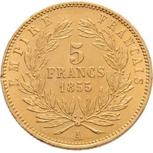 Francie, Napoleon III., 1852 - 1871, 5 Frank 1855 A, Paříž, KM.783, 1.601g (první typ -