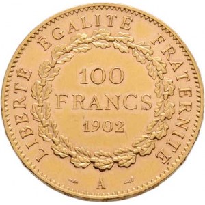 Francie - III. republika, 1871 - 1940, 100 Frank 1902 A, Paříž, KM.832 (Au900, pouze 10.000