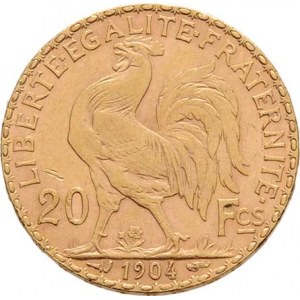 Francie - III. republika, 1871 - 1940, 20 Frank 1904, Paříž, KM.847 (Au900), 6.452g,