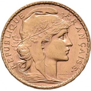 Francie - III. republika, 1871 - 1940, 20 Frank 1905, Paříž, KM.847 (Au900), 6.442g,