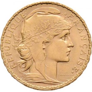 Francie - III. republika, 1871 - 1940, 20 Frank 1910, Paříž, KM.857 (Au900), 6.445g,