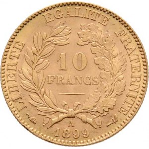 Francie - III. republika, 1871 - 1940, 10 Frank 1899 A, Paříž, KM.830 (Au900), 3.223g,