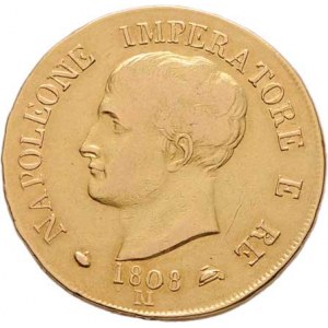 Itálie, Napoleon I., 1804 - 1814, 40 Lira 1808 M, Milano, Cr.12 (Au900), 12.827g,