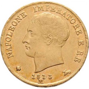Itálie, Napoleon I., 1804 - 1814, 20 Lira 1813 M, Milano, Cr.11 (Au900, pouze 39.000