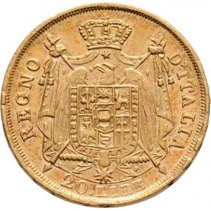 Itálie, Napoleon I., 1804 - 1814, 20 Lira 1813 M, Milano, Cr.11 (Au900, pouze 39.000