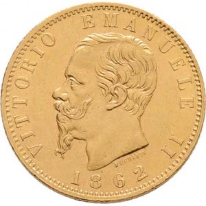 Itálie, Viktor Emanuel II., 1861 - 1878, 20 Lira 1862 T/BN, Torino, KM.10.1 (Au900), 6.431g,