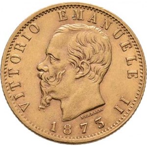 Itálie, Viktor Emanuel II., 1861 - 1878, 20 Lira 1873 M/BN, Milano, KM.10.3 (Au900), 6.443g,