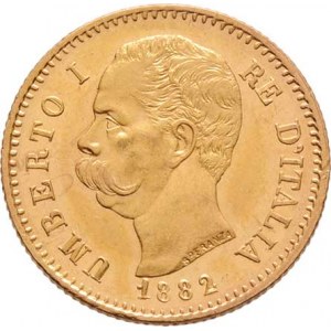 Itálie, Umberto I., 1878 - 1900, 20 Lira 1882 R, Roma, KM.21 (Au900), 6.435g,