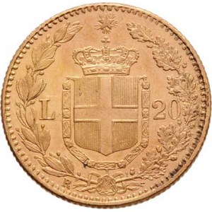 Itálie, Umberto I., 1878 - 1900, 20 Lira 1882 R, Roma, KM.21 (Au900), 6.435g,