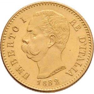 Itálie, Umberto I., 1878 - 1900, 20 Lira 1882 R, Roma, KM.21 (Au900), 6.445g,