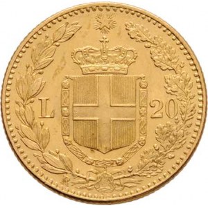 Itálie, Umberto I., 1878 - 1900, 20 Lira 1882 R, Roma, KM.21 (Au900), 6.445g,