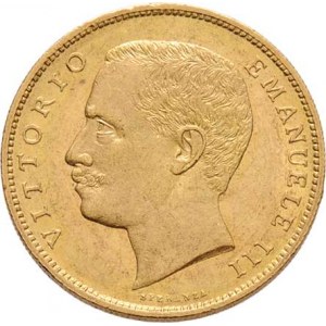 Itálie, Viktor Emanuel III., 1900 - 1946, 20 Lira 1905 R, Řím, KM.48 (Au900, pouze 8.715 ks),