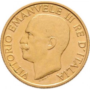 Itálie, Viktor Emanuel III., 1900 - 1946, 20 Lira 1923 R - 1.výročí fašismu, Řím, KM.64 (Au900,