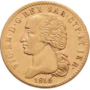 Itálie-Sardinie, Viktor Emanuel I., 1802 - 1821, 20 Lira 1816, zn.L+orlí hlava, Torino, Cr.95 (Au90