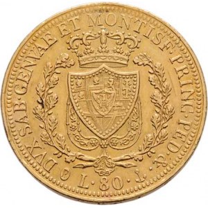 Itálie-Sardinie, Carlo Felice, 1821 - 1831, 80 Lira 1825, P+kotva, Genova, KM.108.2 (Au900,
