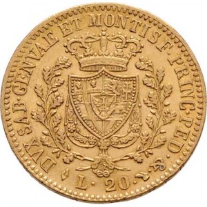 Itálie-Sardinie, Carlo Felice, 1821 - 1831, 20 Lira 1825, L+orlí hlava, Torino, KM.106.1 (Au900,