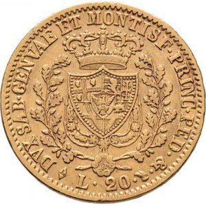 Itálie-Sardinie, Carlo Felice, 1821 - 1831, 20 Lira 1828, L+orlí hlava, Torino, KM.106.1 (Au900,